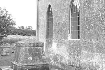 chapel in black and white
