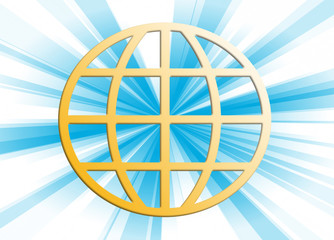 blue rays through terrestrial sphere globe