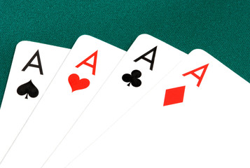 poker cards of four aces