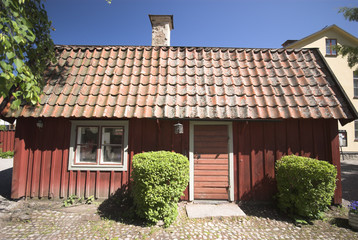 red swedish wooden house