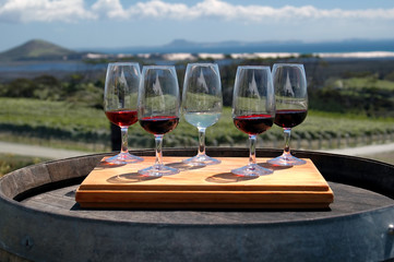 five wine glasses - outside