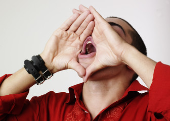 man shouting
