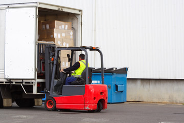 Forklift loading truck