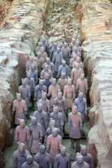 terracotta army in formation in xian, china