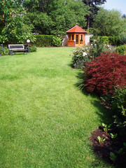 beautiful garden with gazebo