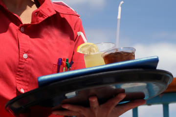 waitress with two drinks