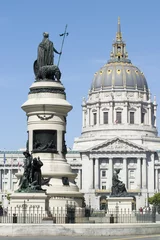 Foto op Canvas  statue with city hall dome all statues © Rafael Ramirez
