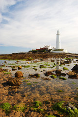 Lighthouse on St Marys Island in Northumberland