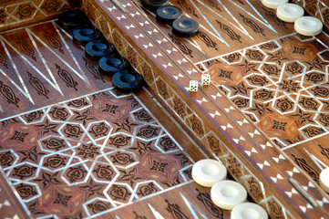mother of pearl inlaid backgammon set