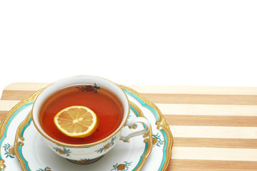 cup of tea with lemon isolated on the white