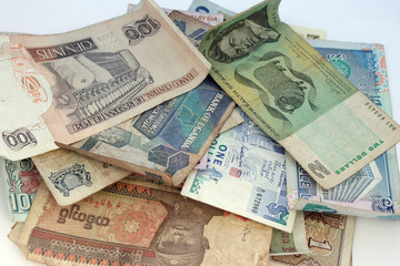 business concept - with many coins of different co