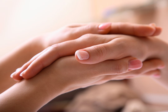 a close up on a hand massage