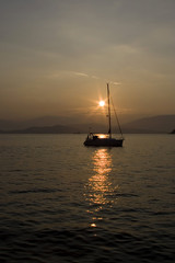 sunrise and yacht