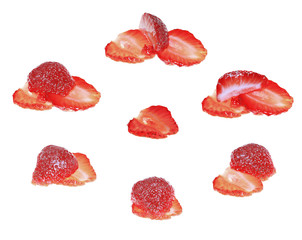 group of strawberries sliced in pieces