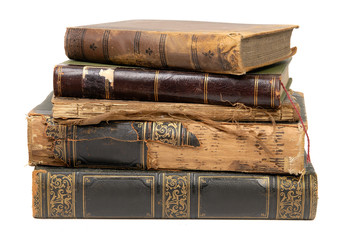 old used vintage retro books isolated objects