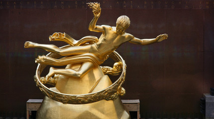 Ice rink Prometheus statue, Manhattan, New York
