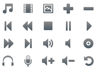 Titanium multimedia icon set, 20 smooth icons