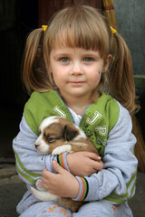 Young girl with her dog