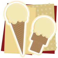 Illustration of Vanilla ice cream cones.