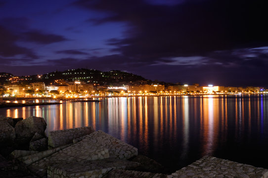 The City Of Cannes, France, At Night