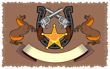 Stallion, colt 45 with horseshoe emblem