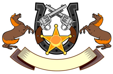 Stallion, colt 45 with horseshoe emblem