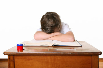 A unhappy or frustrated schoolboy or learning difficulties