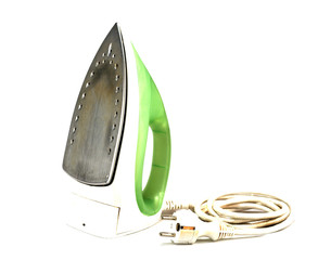 green and white iron box on white background