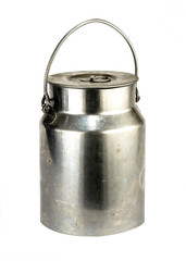 old milk container isolated on white background