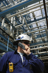 engineer inside oil refinery
