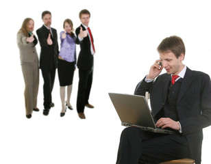 Fototapeta premium businessman talking by cell phone 