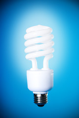 eco light bulb on a blue background