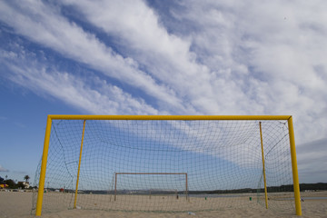 Fototapeta premium a lonely net of soccer in a beach