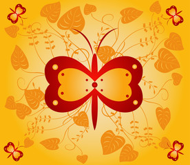 Floral background with butterflies - illustration