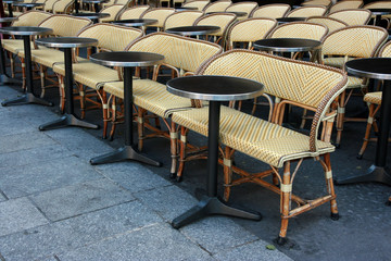 Restaurant little tables in the street