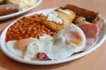 Wall murals Fried eggs Traditional English breakfast 