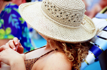 Female relaxing on a cruiseship.