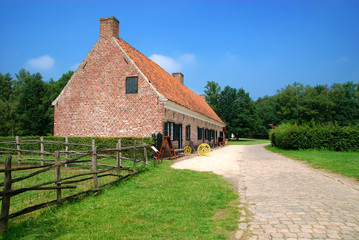 Fototapeta na wymiar Rural belgium, historical preserved farm house