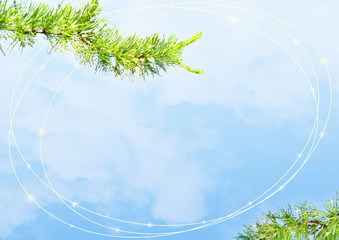 fur-tree branch on a blue sky background