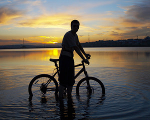 biker in water