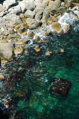 Black sea coast with box under water.