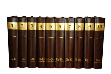 Encyclopedia set - 10 heavy book tomes - obrazy, fototapety, plakaty