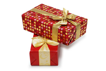 Two gift boxes isolated on the white background