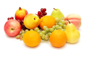 Various fruits isolated on the white background
