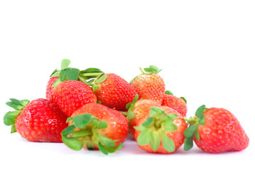 Group of Strawberries on white background .