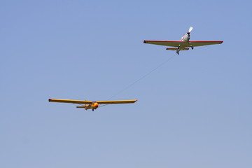Aircraft with sail-plane on the rope