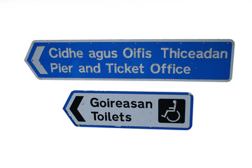 bilingual signs in English and gaelic