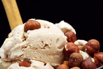 Hazelnut Icecream, with whole and chopped hazelnuts