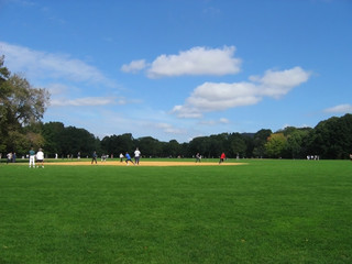 Fototapeta na wymiar Playing baseball in Central Park, NYC