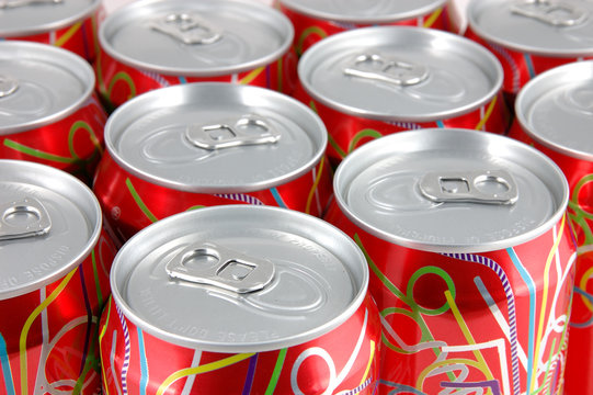 Red soda cans background